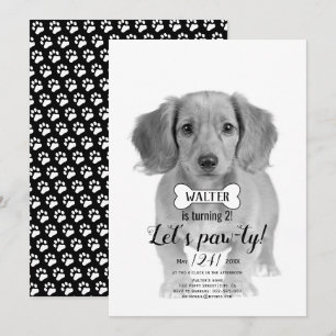 Invitation Pawty ! Chien animal de compagnie noir photo d'ann