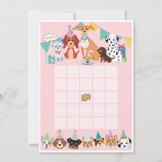 Invitation Pawty chiot chien berceau de bingo crads