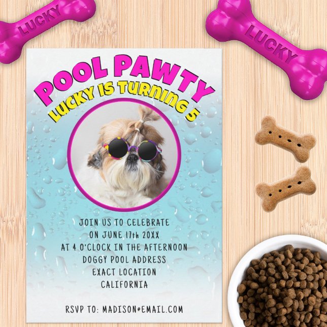 Invitation Pawty chiot chien poupée sur mesure photo fête d'a (Créateur téléchargé)