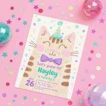 Pawty Cute Kitty Cat Visage Anniversaire