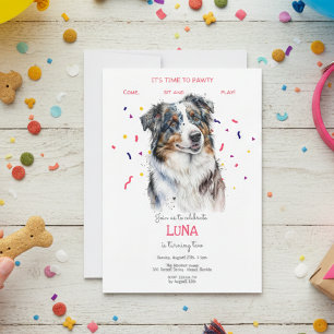 Invitation Pawty, fête d'anniversaire de chien