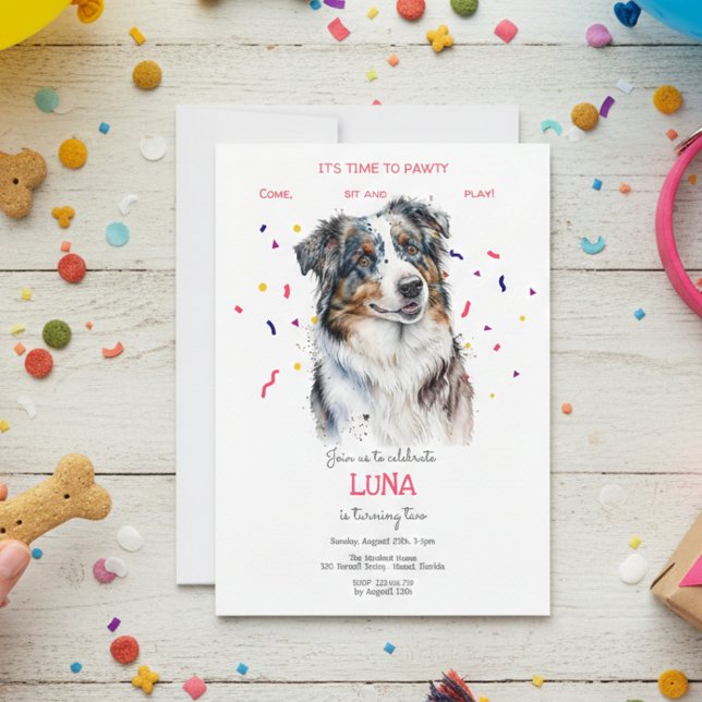 Invitation Pawty, fête d'anniversaire de chien (Créateur téléchargé)