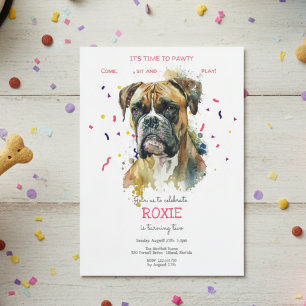 Invitation Pawty, fête d'anniversaire de chien