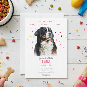 Invitation Pawty, fête d'anniversaire de chien
