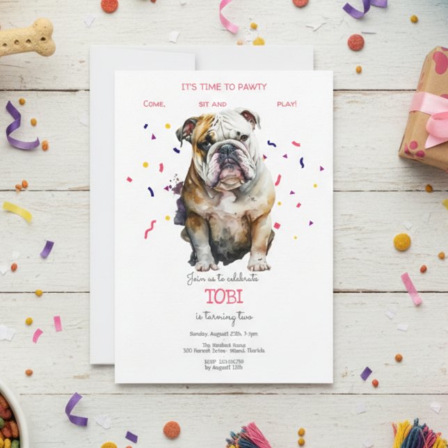 Invitation Pawty, fête d'anniversaire de chien (Créateur téléchargé)