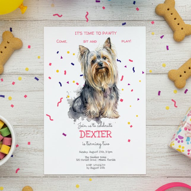 Invitation Pawty, fête d'anniversaire de chien (Créateur téléchargé)