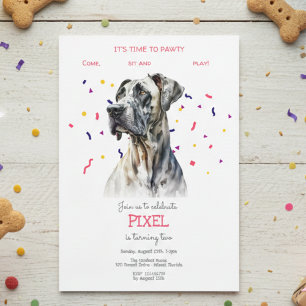 Invitation Pawty, fête d'anniversaire de chien