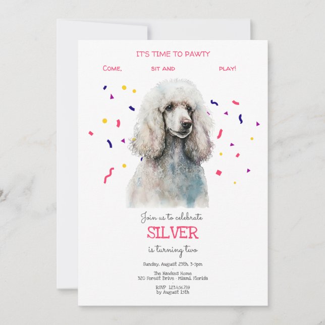 Invitation Pawty, fête d'anniversaire de chien (Devant)