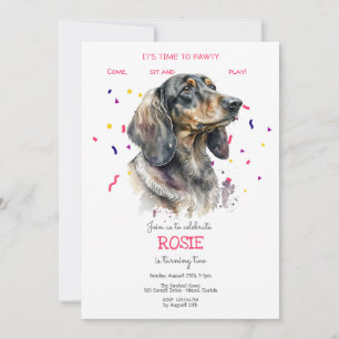 Invitation Pawty, fête d'anniversaire de chien