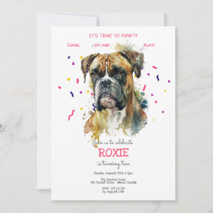 Invitation Pawty, fête d'anniversaire de chien