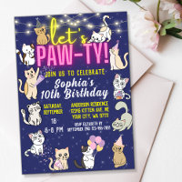 Pawty Neon rose brillant mignon Kittens Fête des c
