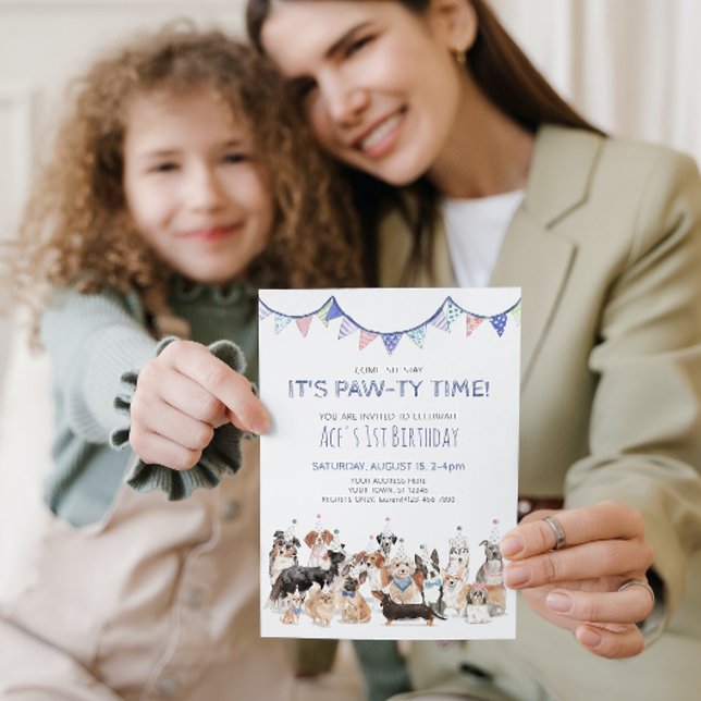 Invitation Pawty Time Chien Chien Chien Chien Chien Anniversa (Paw-ty Time! Celebrating Your Puppy's 1st Birthday!)
