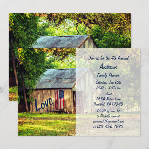 Invitation Pays Barn American Drapeau Amour Famille Réunion