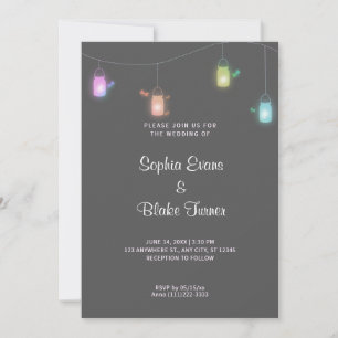 Invitation Pays Coloré Hanging Mason jarres Mariage gris