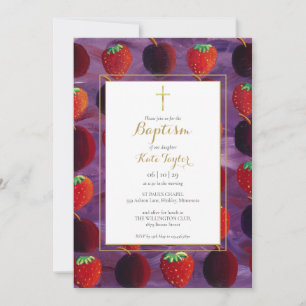 Invitation Pays des Fruits Rouges Baptême