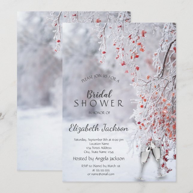 Invitation Pays des merveilles d'hiver, Shower de mariage au  (Devant / Derrière)