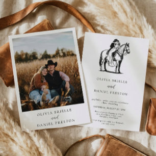 Invitation Pays du Cheval Rustique de l'Ouest Photo Mariage