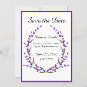Invitation Pays Elegant Chic Purple Floral Enregistrer la dat