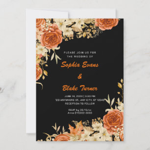 Invitation Pays élégant Rose orange Mariage noir