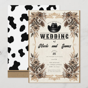 Invitation Pays élégant Western Cowboy Casquette Floral Maria