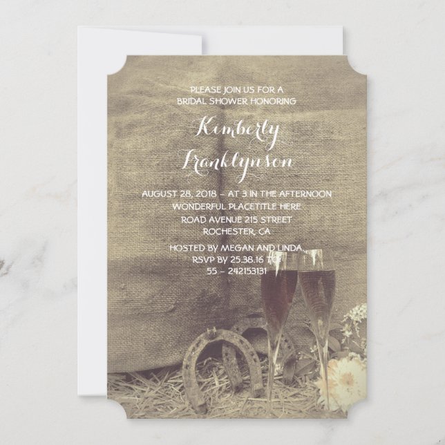 Invitation Pays et Fête des mariées rustique (Devant)