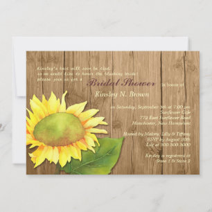 Invitation Pays Fête des mariées de tournesol en bois de barn