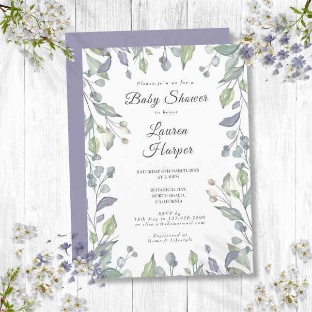 Invitation Pays Floral Baby shower de verdure Sprinkle (Country Floral Greenery Baby Shower Sprinkle Invitation)