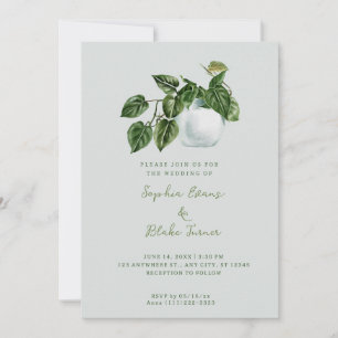 Invitation Pays moderne Postal Plante Vert clair Mariage