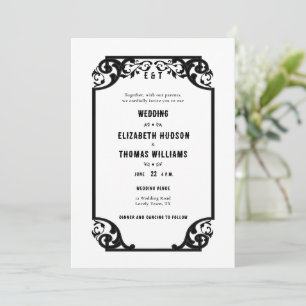 Invitation Pays Ouest Déco noir blanc Mariage officiel