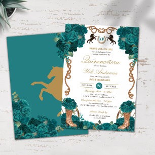 Invitation Pays Rose turquoise Ouest Charro Quinceanera