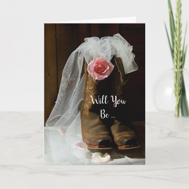Invitation Pays Rose Western Serez-Vous Ma Bridesmaid (Devant)