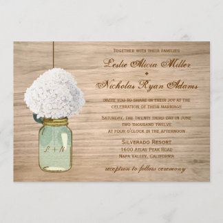 Invitation Pays Russe Mason Jar Hydrangea Mariage