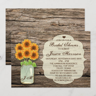Invitation Pays Russe Sunflower Mason Jar Fête des mariées