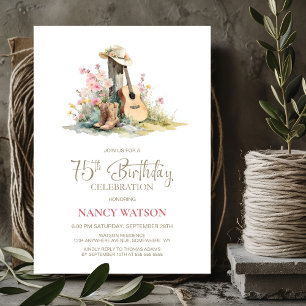 Invitation Pays rustique 75e fête d'anniversaire