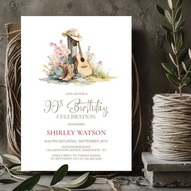 Invitation Pays rustique 90e fête d'anniversaire (Créateur téléchargé)
