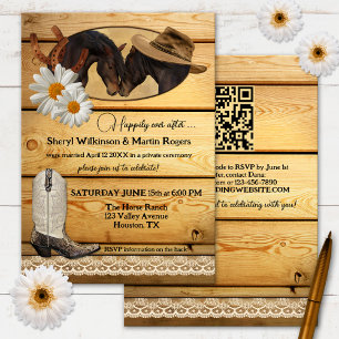 Invitation Pays rustique Chevaux de l'Ouest après Mariage