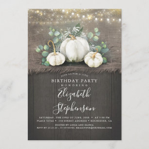 Invitation Pays rustique Citrouille blanc Anniversaire d'auto