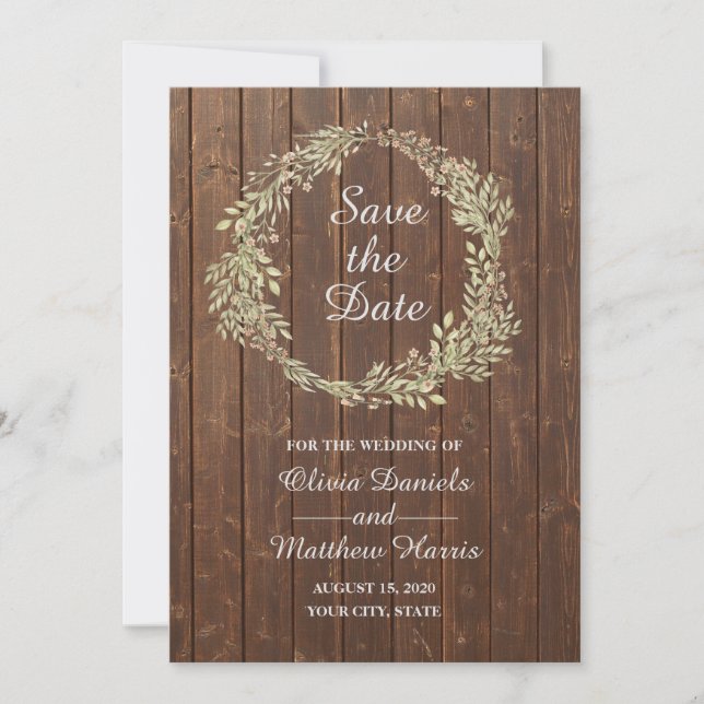 Invitation Pays rustique. Grange en bois mariage Enregistrer  (Devant)