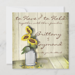 INVITATION PAYS RUSTIQUE MASON JAR AVEC DES SOUFFRES