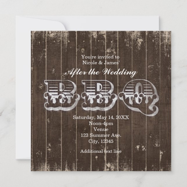 Invitation Pays Rustique Ouest après le barbecue Mariage (Devant)