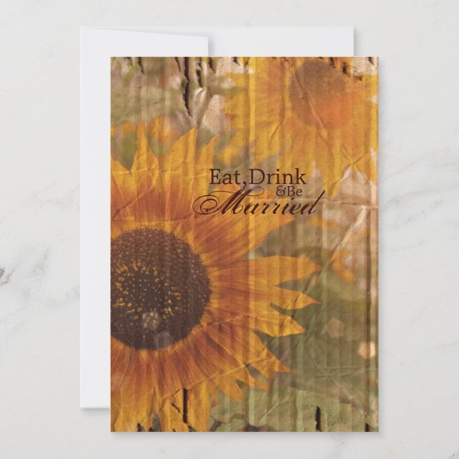 Invitation pays rustique tournesol mariage Dîner de répétitio (Dos)