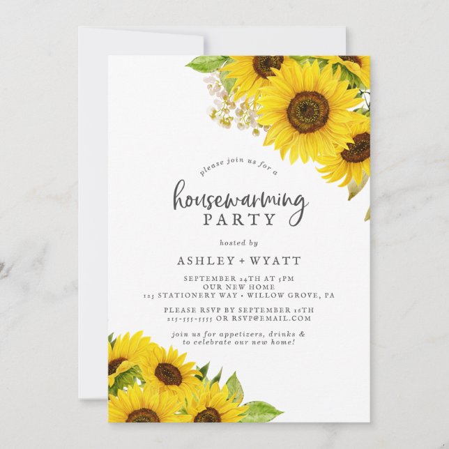 Invitation Pays Tournesol Fête de réchauffement domestique In (Devant)