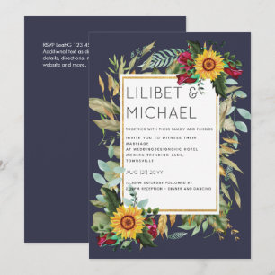 Invitation Pays Tournesols Rustiques Bourgogne Mariage Rose