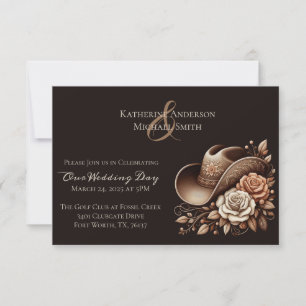 Invitation Pays Western Cowgirl Casquette avec fleurs
