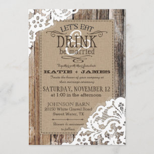 Invitation Pays Western Dentelle de bois Mariage rustique