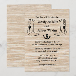 Invitation Pays Western Mariage Boots de Cowboy Boots Rustiqu