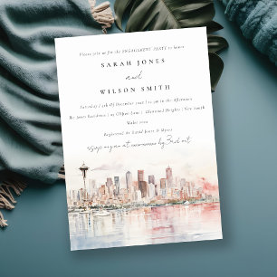 Invitation Paysage à l'aquarelle de Seattle, Washington pour 