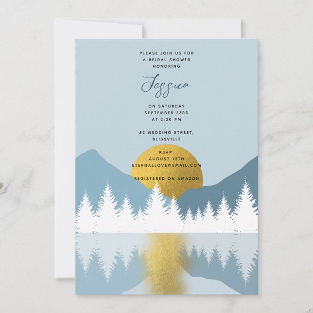 Invitation Paysage Abstrait Fête des mariées d'hiver d'or (Devant)