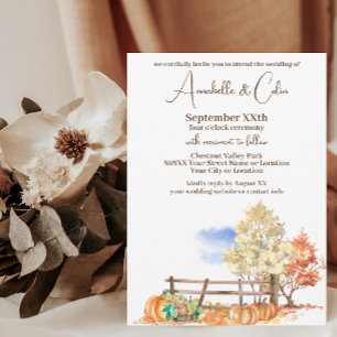 Invitation Paysage automnal rustique Arbres et citrouilles