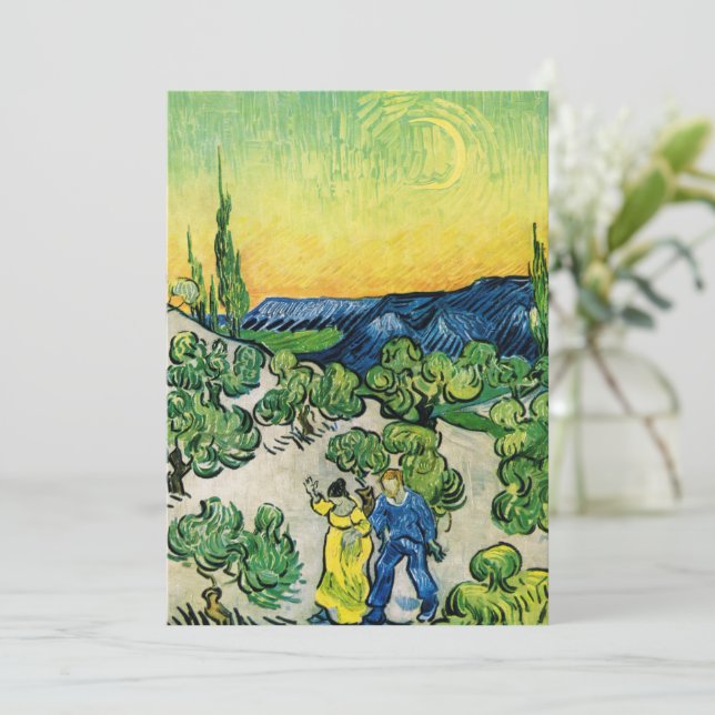 Invitation Paysage avec couple Marche par Vincent van Gogh (Debout devant)